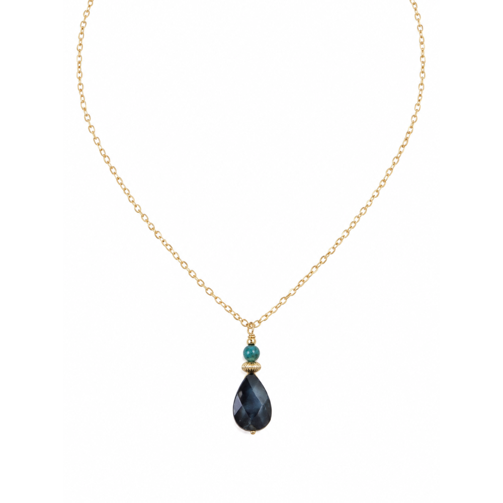 Collier en nacre grise et agate mousse CONACF0077G