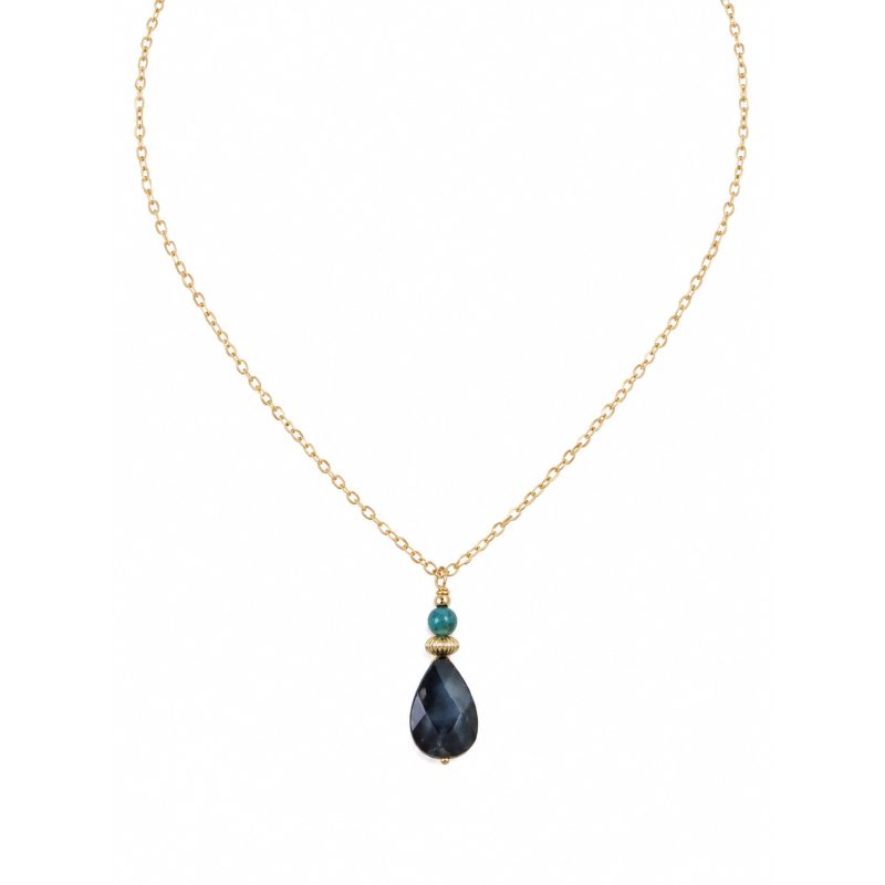 Collier en nacre grise et agate mousse CONACF0077G