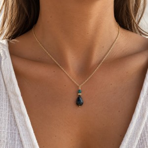 Collier en nacre grise et agate mousse CONACF0077G
