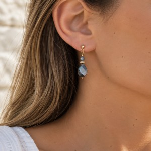 Boucles d’oreilles en nacre grise et agate mousse BONACF0059G