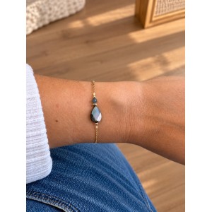 Bracelet en nacre grise et agate mousse BRNACF0074G
