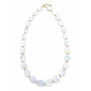 Collier en pastille de nacre blanche et Gold Filled CONACF0078G