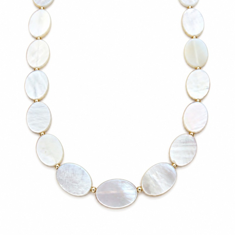 Collier en pastille de nacre blanche et Gold Filled CONACF0078G