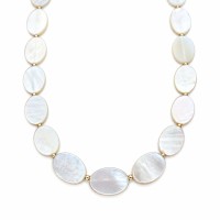 Collier en pastille de nacre blanche et Gold Filled CONACF0078G