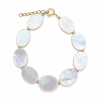 Bracelet en pastille de nacre blanche et Gold Filled BRNACF0065G