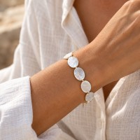 Bracelet en pastille de nacre blanche et Gold Filled BRNACF0065G