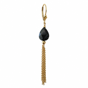 Boucles d’oreilles pendantes en nacre grise facettée & Gold Filled BONACF0060G