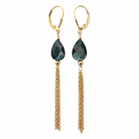 Boucles d’oreilles pendantes en nacre grise facettée & Gold Filled BONACF0060G