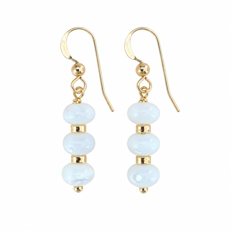 Boucles d'oreilles en rondelles de nacre BONACF007G