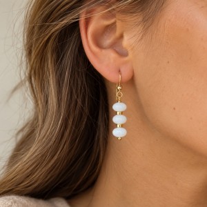 Boucles d'oreilles en rondelles de nacre BONACF007G