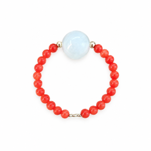 Bague corail rouge et perle...