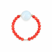 Bague corail rouge et perle de nacre BACORF0011G