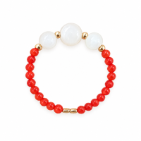 Bague en corail rouge et perles de nacre BACORF0010G