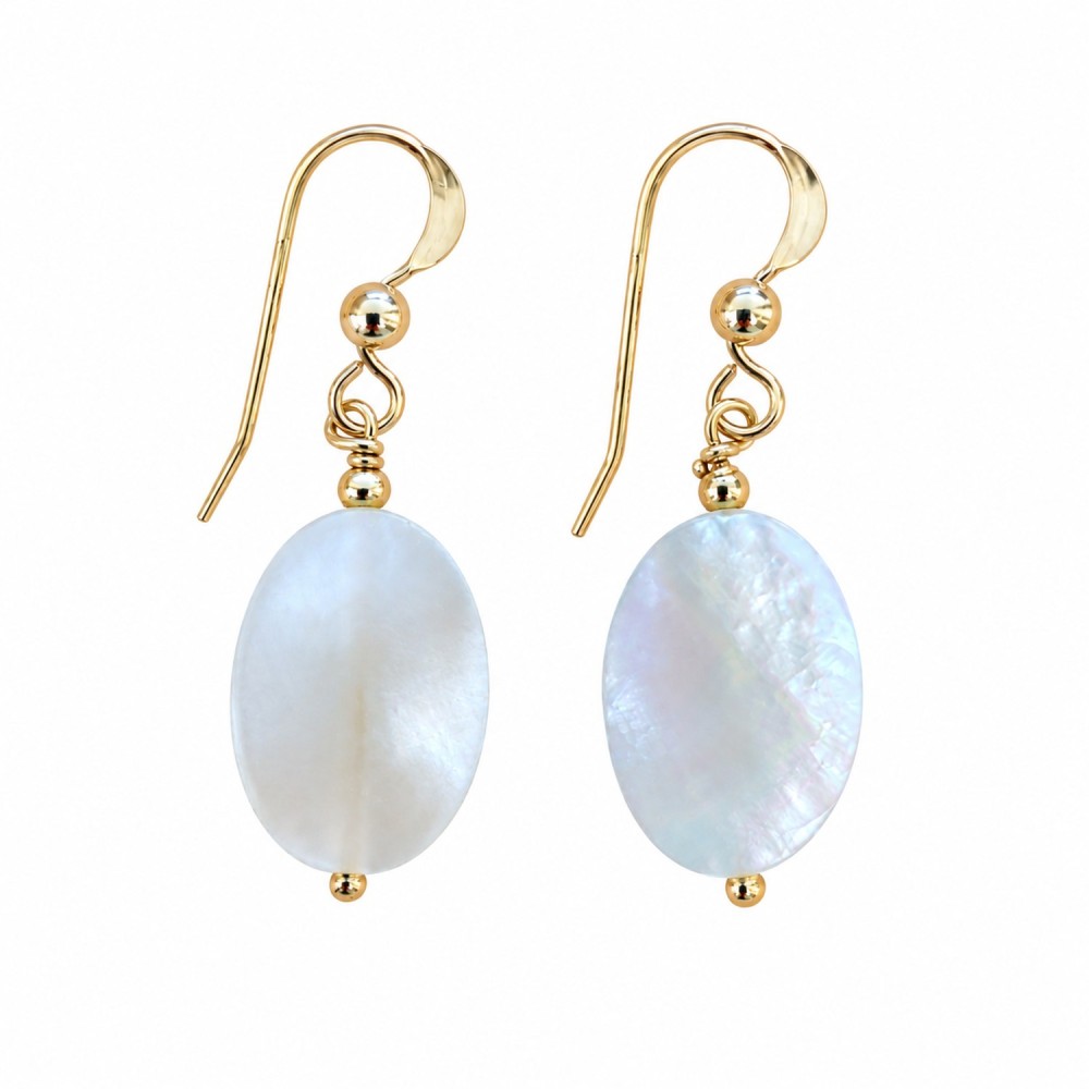 Boucles d’oreilles dormeuses en nacre blanche et Gold Filled BONACF0061G