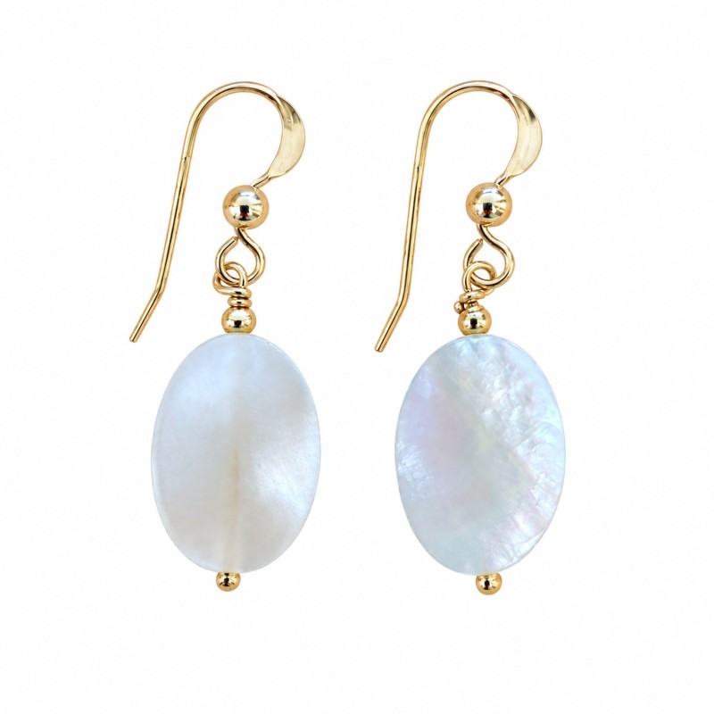 Boucles d’oreilles dormeuses en nacre blanche et Gold Filled BONACF0061G
