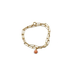 Bracelet chaine et sa perle de corail rose véritable BRCORROSF001V