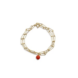 Bracelet chaine et sa perle de corail BRCORF0023V