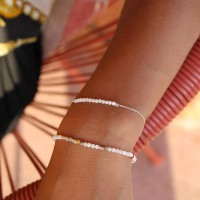 Bracelet en perle de nacre blanche et agate BRNACF0015A