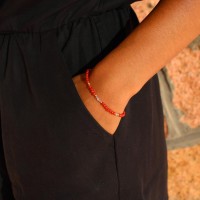Bracelet en corail rouge et pierre BRCORF0025V