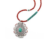 Collier sautoir en corail et turquoise COCORF0027A