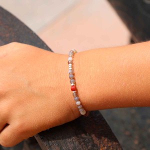 Bracelet garçon en corail rouge et agate BRCORENF0013A