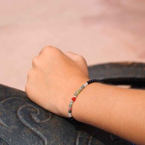 bracelet garçon corail rouge et pierre BRCORENF0014A