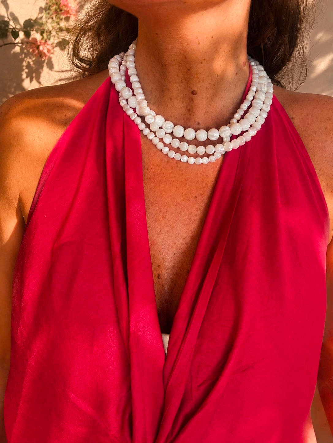 Collier trèfle en nacre